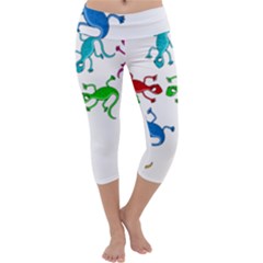 Colorful Lizards Capri Yoga Leggings by Valentinaart