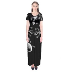 Black And White Lizards Short Sleeve Maxi Dress by Valentinaart