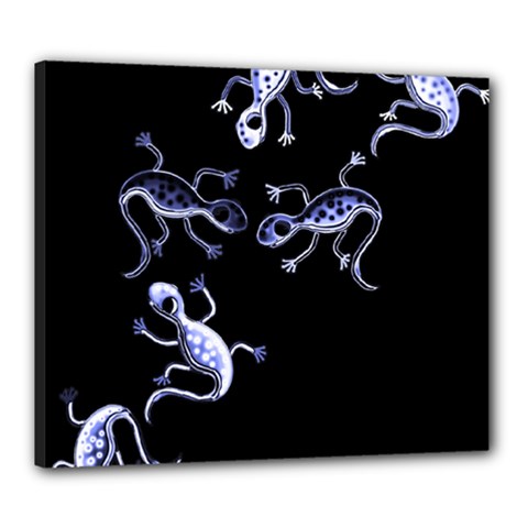 Blue Decorative Artistic Lizards Canvas 24  X 20  by Valentinaart