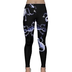 Blue Decorative Artistic Lizards Yoga Leggings  by Valentinaart