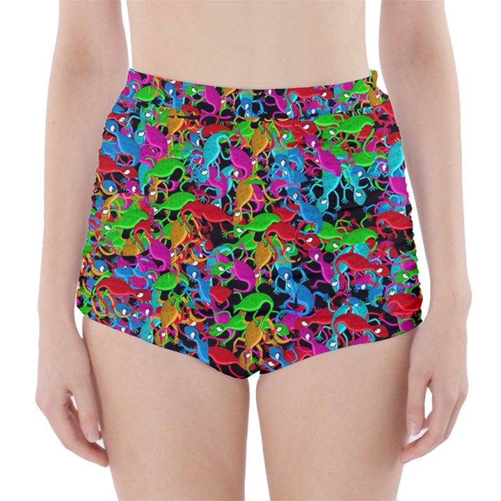 Lizard pattern High-Waisted Bikini Bottoms