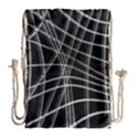 Black and white warped lines Drawstring Bag (Large) View1