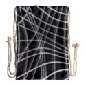 Black and white warped lines Drawstring Bag (Large) View2