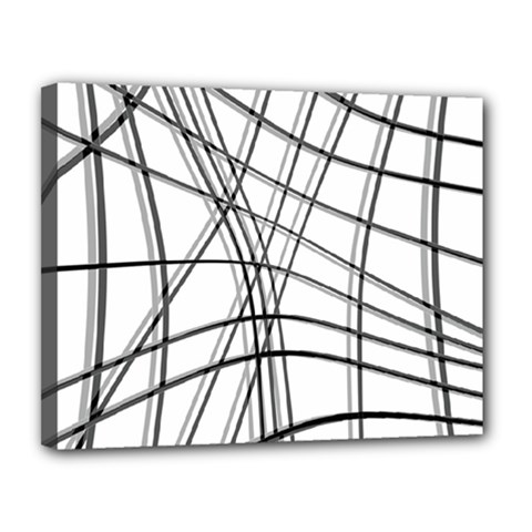 White And Black Warped Lines Canvas 14  X 11  by Valentinaart