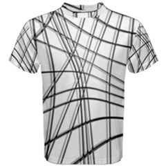 White And Black Warped Lines Men s Cotton Tee by Valentinaart