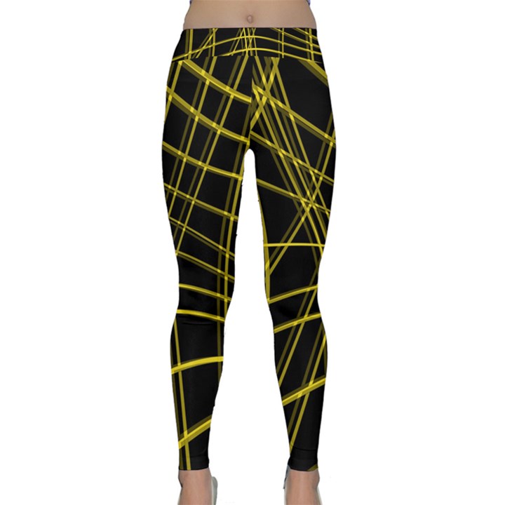 Yellow abstract warped lines Yoga Leggings 