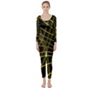 Yellow abstract warped lines Long Sleeve Catsuit View1