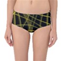 Yellow abstract warped lines Mid-Waist Bikini Bottoms View1