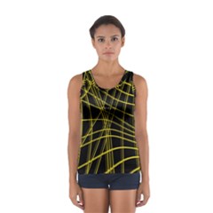 Yellow Abstract Warped Lines Women s Sport Tank Top  by Valentinaart