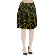 Yellow Abstract Warped Lines Pleated Skirt by Valentinaart