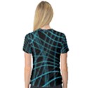 Cyan and black warped lines Women s V-Neck Sport Mesh Tee View2