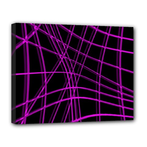 Purple And Black Warped Lines Canvas 14  X 11  by Valentinaart