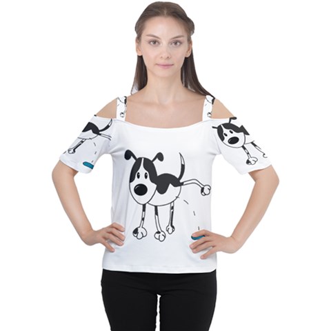 My Cute Dog Women s Cutout Shoulder Tee by Valentinaart