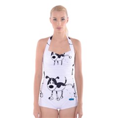 My Cute Dog Boyleg Halter Swimsuit  by Valentinaart