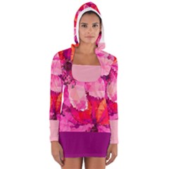 Geometric Magenta Garden Women s Long Sleeve Hooded T-shirt by DanaeStudio