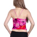 Geometric Magenta Garden Spaghetti Strap Bra Top View2