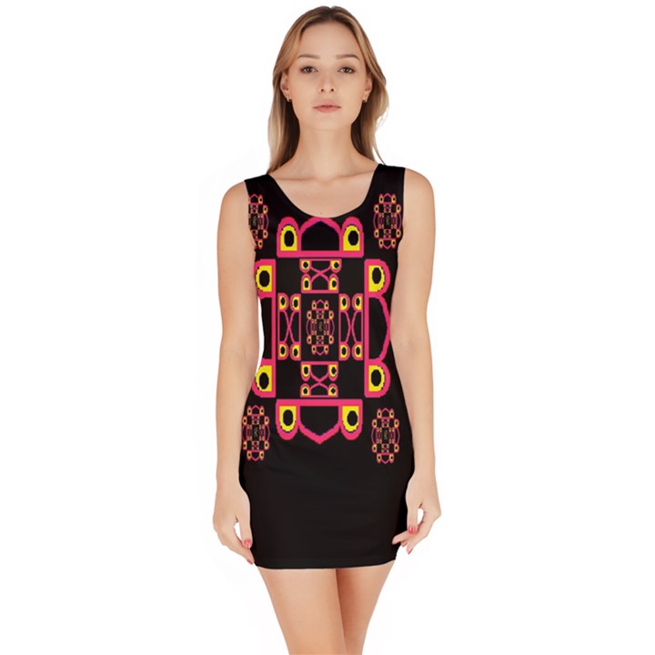 LETTER R Sleeveless Bodycon Dress