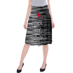 I Love Black And White 2 Midi Beach Skirt by Valentinaart