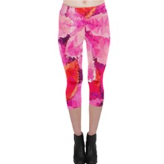 Geometric Magenta Garden Capri Leggings  by DanaeStudio