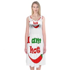 I Am Hot  Midi Sleeveless Dress by Valentinaart