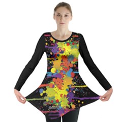 Crazy Multicolored Double Running Splashes Long Sleeve Tunic  by EDDArt