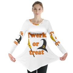 Twerk Or Treat - Funny Halloween Design Long Sleeve Tunic  by Valentinaart