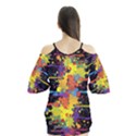 Crazy Multicolored Double Running Splashes Flutter Sleeve Tee  View2