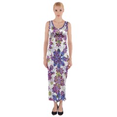 Stylized Floral Ornate Fitted Maxi Dress