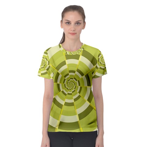 Crazy Dart Green Gold Spiral Women s Sport Mesh Tee by designworld65