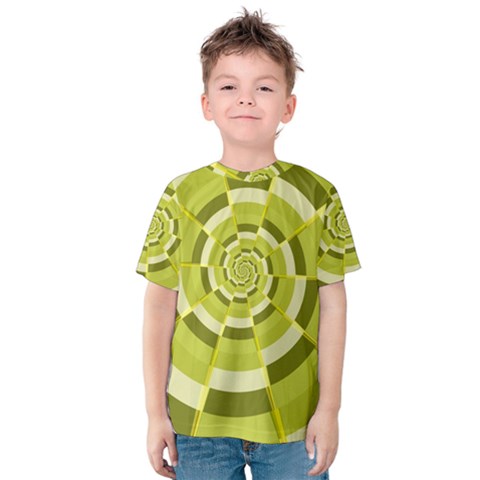 Crazy Dart Green Gold Spiral Kids  Cotton Tee by designworld65