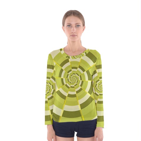 Crazy Dart Green Gold Spiral Women s Long Sleeve Tee by designworld65