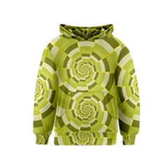 Crazy Dart Green Gold Spiral Kids  Pullover Hoodie by designworld65