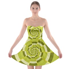 Crazy Dart Green Gold Spiral Strapless Bra Top Dress by designworld65