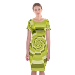 Crazy Dart Green Gold Spiral Classic Short Sleeve Midi Dress by designworld65