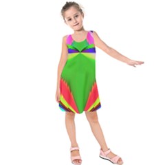 Colorful Abstract Butterfly With Flower  Kids  Sleeveless Dress by designworld65