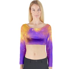 Colorful Universe Long Sleeve Crop Top by designworld65