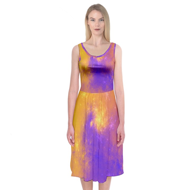 Colorful Universe Midi Sleeveless Dress