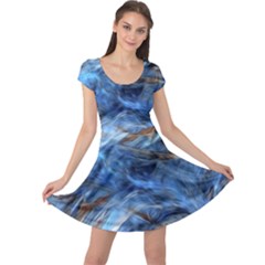 Blue Colorful Abstract Design  Cap Sleeve Dresses by designworld65