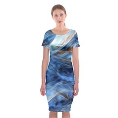 Blue Colorful Abstract Design  Classic Short Sleeve Midi Dress by designworld65