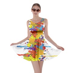 Crazy Multicolored Double Running Splashes Skater Dress by EDDArt