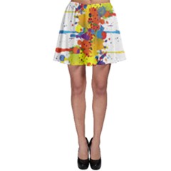 Crazy Multicolored Double Running Splashes Skater Skirt by EDDArt