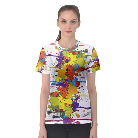 Crazy Multicolored Double Running Splashes Women s Sport Mesh Tee by EDDArt