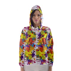 Crazy Multicolored Double Running Splashes Hooded Wind Breaker (women) by EDDArt