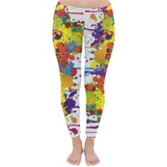 Crazy Multicolored Double Running Splashes Winter Leggings  by EDDArt