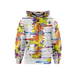 Crazy Multicolored Double Running Splashes Kids  Zipper Hoodie by EDDArt