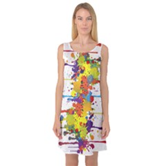 Crazy Multicolored Double Running Splashes Sleeveless Satin Nightdress by EDDArt