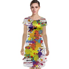 Crazy Multicolored Double Running Splashes Cap Sleeve Nightdress by EDDArt