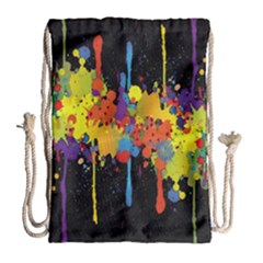 Crazy Multicolored Double Running Splashes Horizon Drawstring Bag (large) by EDDArt