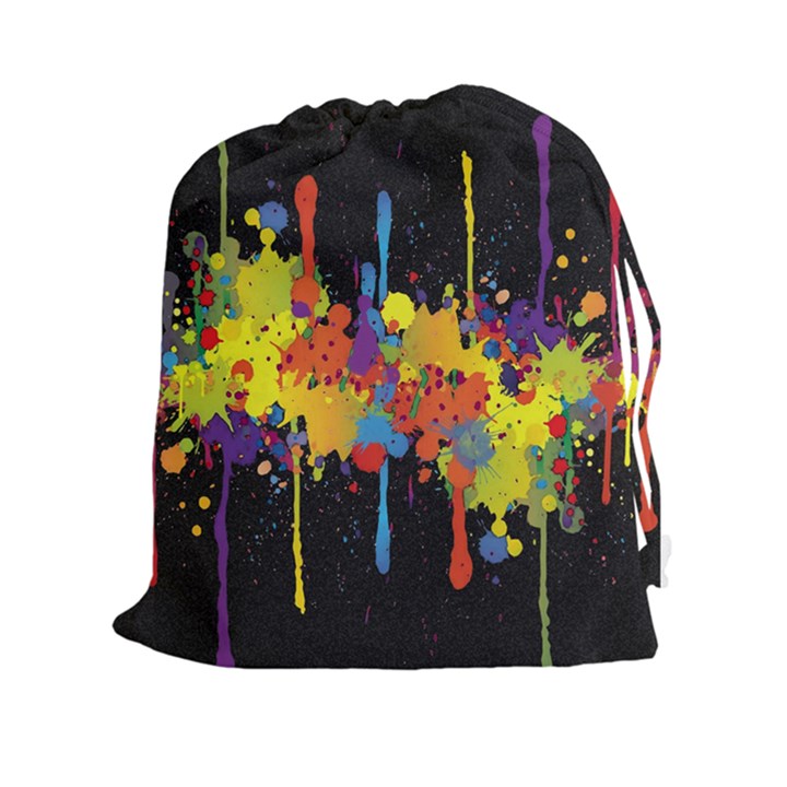 Crazy Multicolored Double Running Splashes Horizon Drawstring Pouches (XXL)