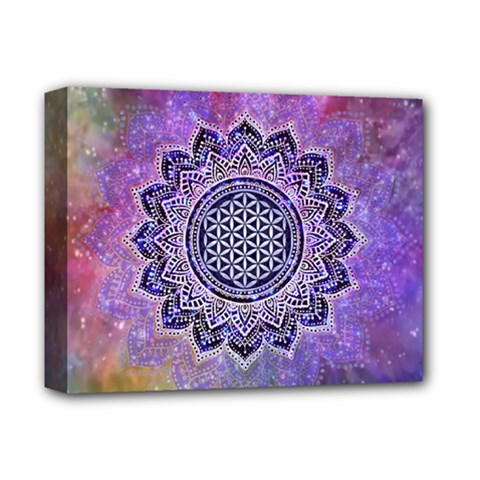 Flower Of Life Indian Ornaments Mandala Universe Deluxe Canvas 14  X 11  by EDDArt